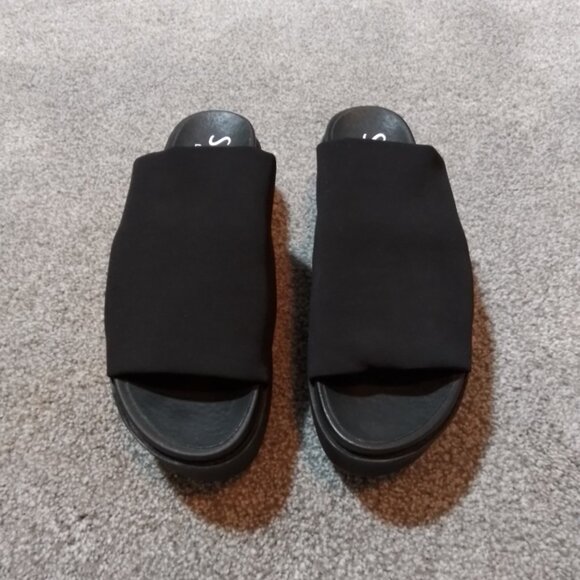 Shellys London Black Kora Sandals Platform Slides size 9 - Picture 3 of 6
